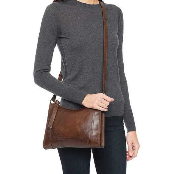 FRYE Melissa Zip Leather Crossbody Brown Bag - Picture 1 of 16